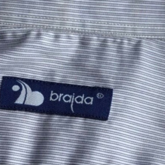 Brajda light gray  pinstripes soft cotton shirt Sz 16 ~ 40 made  in Italy 🇮🇹 - Picture 5 of 11